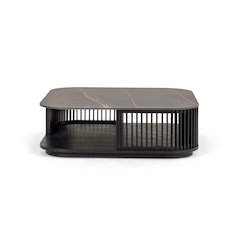 Modrest Chip - Modern Black Ceramic + Black Ash Square Coffee Table