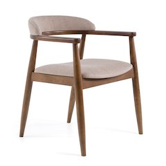 Cohen - Mid-Century Modern Tan Fabric Walnut Dining Chair