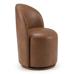 Correa - Modern Brown Vegan Leather Swivel Dining Chair