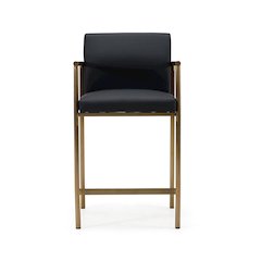 Modrest Custer - Modern Black Vegan Leather + Brass Counter Chair