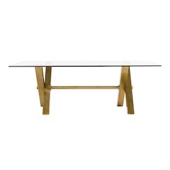 Modrest Dandy - Modern Golden & 15mm Glass Dining Table