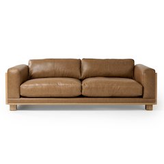 Danson - Modern Tan Leather Wicker Sofa