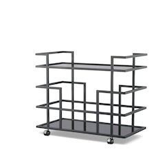 Modrest Deakin - Black Stainless Steel and Black Glass Wine Rack
