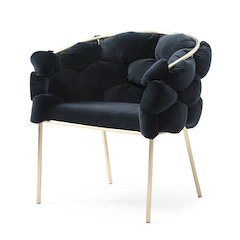 Modrest Debra - Modern Black Velvet + Brushed Brass Dining Chair