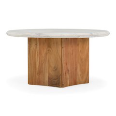 Dillinger - Modern White Marble Mango Wood Coffee Table