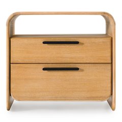 Dresden - Modern Natural Acacia 2-Drawer Nightstand