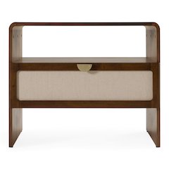 Emilio - Modern Natural Burlap Walnut Nightstand
