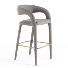 Modrest Faerron - Modern Grey Leatherette Bar Chair