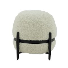 Divani Casa Fouston - Contemporary White Sherpa Pouf
