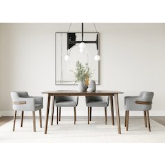 Castillo Jordan - Modern Grey Fabric Walnut 5-Piece Dining Set