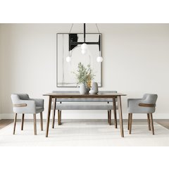 Castillo Jordan - Modern Grey Fabric Walnut 4-Piece Dining Set