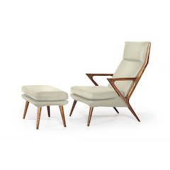 Modrest Fulton - Modern Beige Lounge Chair & Ottoman