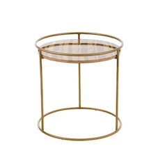 Modrest Gilcrest - Glam Brown and Gold Marble End Table