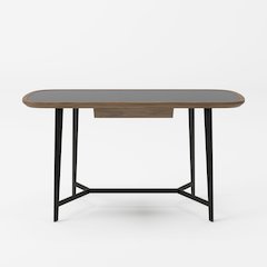 Modrest Girard - Modern Walnut & Black Glass Desk