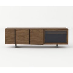 Modrest Glencoe - Modern Walnut & Grey Glass Buffet