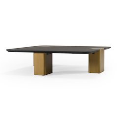 Modrest Harold - Modern Black + Brushed Gold Oak Large Square Coffee Table