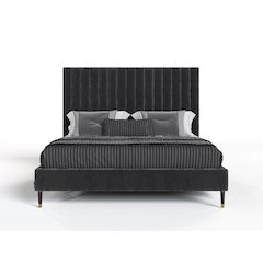 Modrest Hemlock - Eastern King Modern Grey Velvet Bed