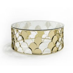 Modrest Javier Modern Glass & Gold Round Coffee Table
