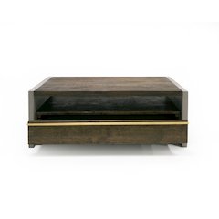 Modrest June - Modern Dark Grey Concrete & Walnut Coffee Table