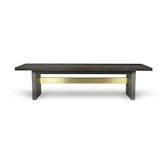 Modrest June - Modern Dark Grey Concrete & Walnut Dining Bench