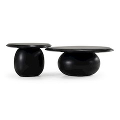 Kalvin - Modern Black Concrete Nesting Coffee Table Set