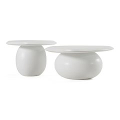 Kalvin - Modern Ivory Concrete Nesting Coffee Table Set