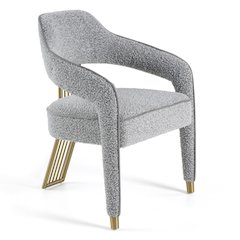 Kasem - Modern Grey Fabric Gold Dining Chair