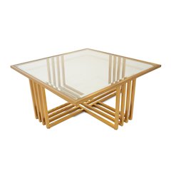 Modrest Kodiak - Glam Clear Glass and Gold Glass Coffee Table