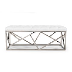 Modrest Lindsey Modern White Leatherette & Stainless Steel Bench