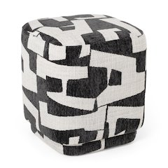 Divani Casa Loftis - Modern Black & White Fabric Ottoman