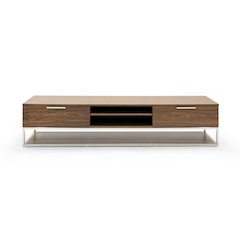 Modrest Heloise - Modern Walnut and Stainless Steel TV Stand