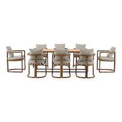 Malta - Outdoor Light Grey + Teak Dining Set