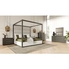Modrest Manhattan- Contemporary Canopy Grey Eastern King Bedroom Set