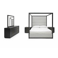 Modrest Manhattan- Contemporary Canopy Grey Queen Bedroom Set