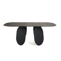 Modrest Maxine - Modern Hammered Grey Glass Rectangular Dining Table