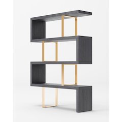 Modrest Maze - Elm Grey & Gold Bookcase