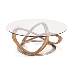 Modrest Michele - Modern Glass + Walnut Coffee Table