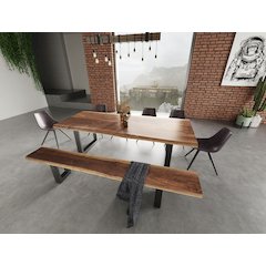 Modrest Taylor - Large Modern Live Edge Wood Dining Bench