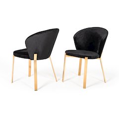 Modrest Nadia Modern Black Velvet & Rosegold Dining Chair (Set of 2)