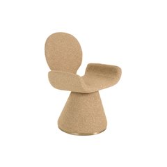 Modrest Neptune - Contemporary Beige Fabric + Brushed Brass Dining Chair