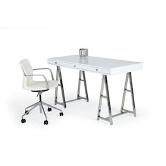 Modrest Ostrow - White + Stainless Steel Desk