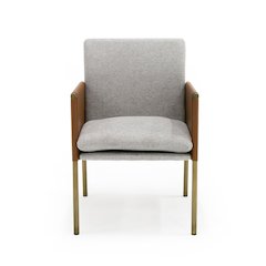 Modrest Pettit - Modern Light Grey/ Camel and Brass Arm Dining Chair