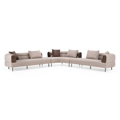 Divani Casa Plume - Modern Brown Fabric Sectional Sofa