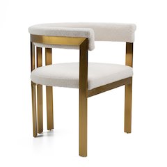 Pontiac - Modern Beige Sherpa Gold Dining Chair