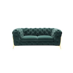 Divani Casa Quincey - Transitional Emerald Green Velvet Loveseat