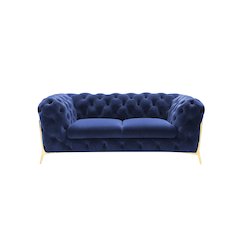 Divani Casa Quincey - Transitional Blue Velvet Loveseat