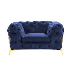 Divani Casa Quincey - Transitional Blue Velvet Chair