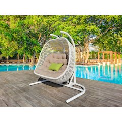 Renava San Juan Outdoor White & Beige Hanging Chair