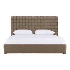 Eastern King Rousey - Modern Taupe Fabric Bed