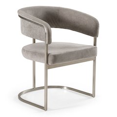 Sebastian - Modern Grey Fabric Stainless Steel Dining Chair